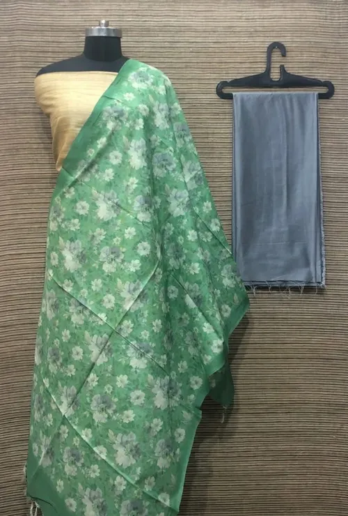 Elegant Ghicha Tussar Silk Plain Suit Material – Handwoven Natural Texture